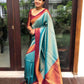 DEIANA'S Beautiful Designer Golden zari Soft Lichi Silk Saree - Sky Blue - Swadesiicart