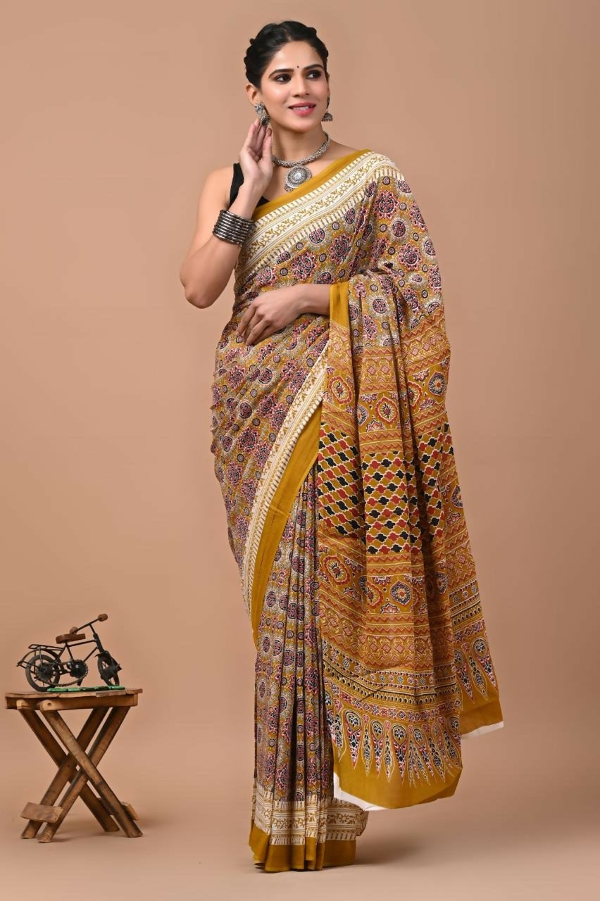 Exclusive Collection Multi Beautiful Mulmul Cotton Saree - Swadesiicart