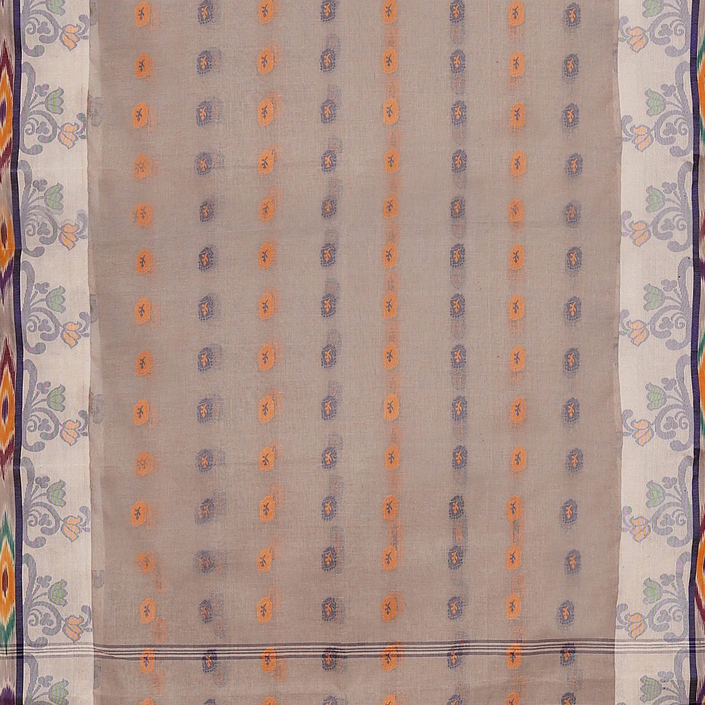 Exclusive Collection 100% Pure Cotton Beige Tant Saree With Hand Weaving Work - Swadesiicart