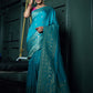 Vardha Sapphire Blue Golden Zari Banarasi Silk Saree | Swadesiicart
