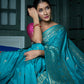 Vardha Sapphire Blue Golden Zari Banarasi Silk Saree | Swadesiicart
