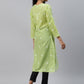 ADA Women Green & White Ethnic Motifs Chikankari Hand Embroidered Sustainable Kurta | Swadesiicart