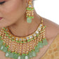 Tehzeeb Creations Back Meenakari Gold-Polished Square Shape Tika Earring Jewellery Set Uncut Kundan Big Faux Kundan Dibbi Kundan Choker Necklace Set | Swadesiicart