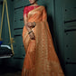 Vardha Coral Orange Golden Zari Banarasi Silk Saree | Swadesiicart