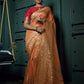 Vardha Coral Orange Golden Zari Banarasi Silk Saree | Swadesiicart
