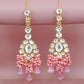 Tehzeeb Creations Meenakari Gold-Polished Pink color Uncut dibbi Kundan Combo Necklace Set - Swadesiicart