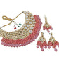 Tehzeeb Creations Meenakari Gold-Polished Pink color Uncut dibbi Kundan Combo Necklace Set - Swadesiicart