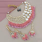 Tehzeeb Creations Meenakari Gold-Polished Pink color Uncut dibbi Kundan Combo Necklace Set - Swadesiicart