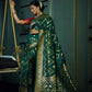 Vardha Phthalo Green Golden Zari Banarasi Silk Saree | Swadesiicart