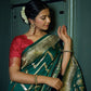 Vardha Phthalo Green Golden Zari Banarasi Silk Saree | Swadesiicart