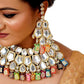 Tehzeeb Creations Back Meenakari Gold-Polished Multicolor Color Tika Earring Jewellery Set Uncut Big Faux Kundan Dibbi Kundan Choker Necklace Set | Swadesiicart