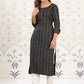 Ode by House of Pataudi Striped Round Neck Straight Cotton Kurta - Swadesiicart