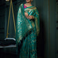 Vardha Tiffany Blue Golden Zari Banarasi Silk Saree | Swadesiicart