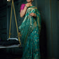 Vardha Tiffany Blue Golden Zari Banarasi Silk Saree | Swadesiicart