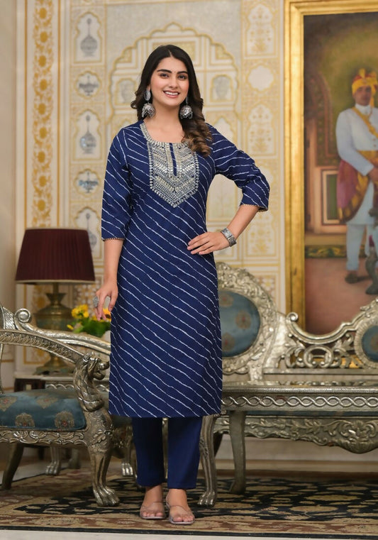 Partywear Designer Blue cotton Stitched Suit With Dupatta - Tanisha | Swadesiicart