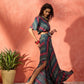 InWeave Teal Hunter Batik Floral Foil Waist Tie-Up Co Ord Set - Swadesiicart