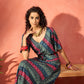 InWeave Teal Hunter Batik Floral Foil Waist Tie-Up Co Ord Set - Swadesiicart
