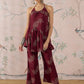 InWeave Dark Maroon Leaf Halter Strappy Set - Swadesiicart