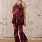InWeave Dark Maroon Leaf Halter Strappy Set - Swadesiicart