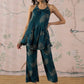 InWeave Dark Teal Leaf Halter Strappy Set - Swadesiicart
