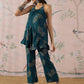 InWeave Dark Teal Leaf Halter Strappy Set - Swadesiicart