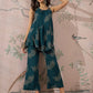 InWeave Dark Teal Leaf Halter Strappy Set - Swadesiicart