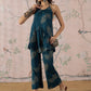 InWeave Dark Teal Leaf Halter Strappy Set - Swadesiicart