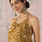 InWeave Dark Yellow Ethnic Halter Strappy Set - Swadesiicart
