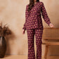 InWeave Burgundy Floral Boota Co Ord Set With Belt - Swadesiicart