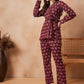InWeave Burgundy Floral Boota Co Ord Set With Belt - Swadesiicart