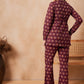 InWeave Burgundy Floral Boota Co Ord Set With Belt - Swadesiicart