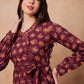 InWeave Burgundy Floral Boota Co Ord Set With Belt - Swadesiicart