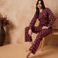 InWeave Burgundy Floral Boota Co Ord Set With Belt - Swadesiicart