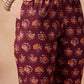 InWeave Burgundy Floral Boota Co Ord Set With Belt - Swadesiicart