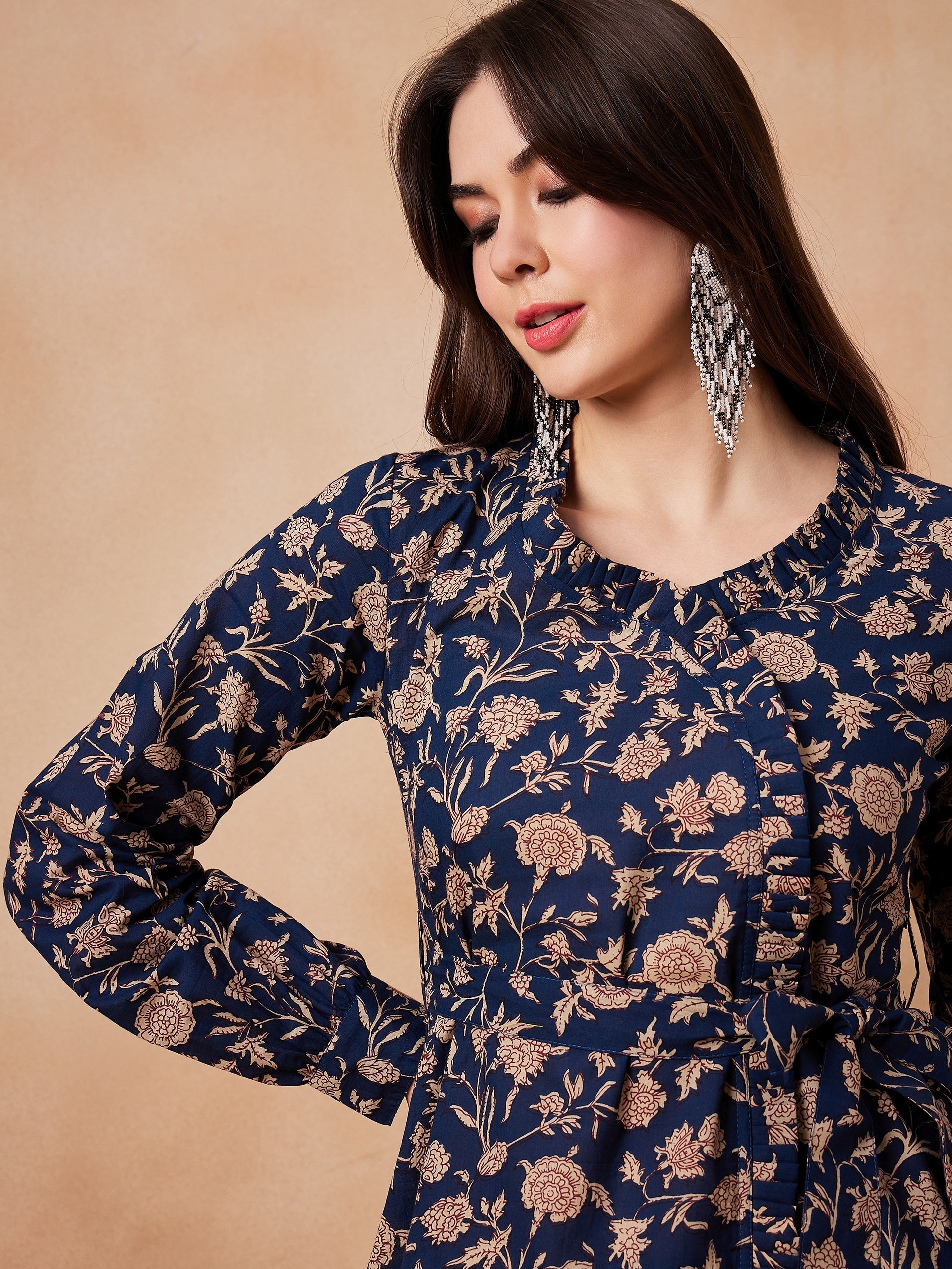 InWeave Navy Beige Co Ord Set - Swadesiicart