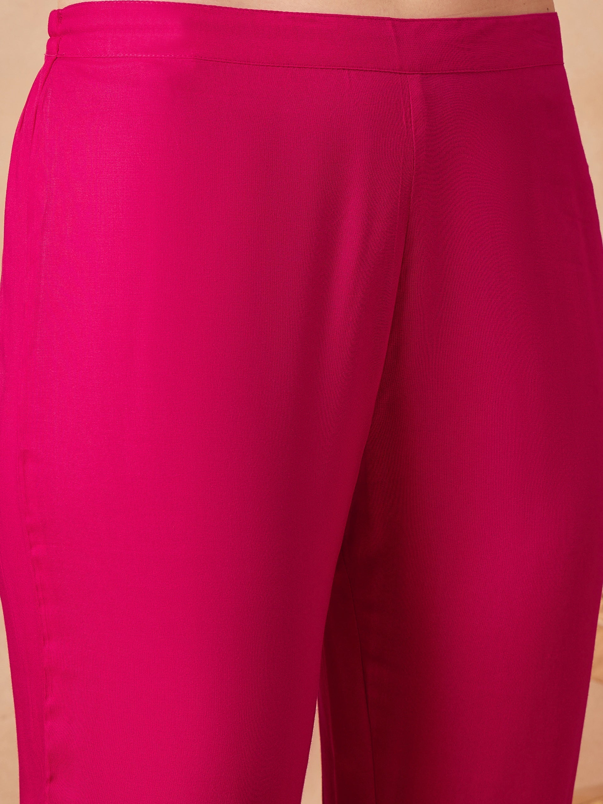 InWeave Rani Pink 3 Piece Co Ord Set With Belt - Swadesiicart