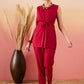 InWeave Maroon 3 Piece Co Ord Set With Belt - Swadesiicart