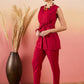 InWeave Maroon 3 Piece Co Ord Set With Belt - Swadesiicart