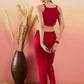 InWeave Maroon 3 Piece Co Ord Set With Belt - Swadesiicart
