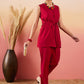 InWeave Maroon 3 Piece Co Ord Set With Belt - Swadesiicart