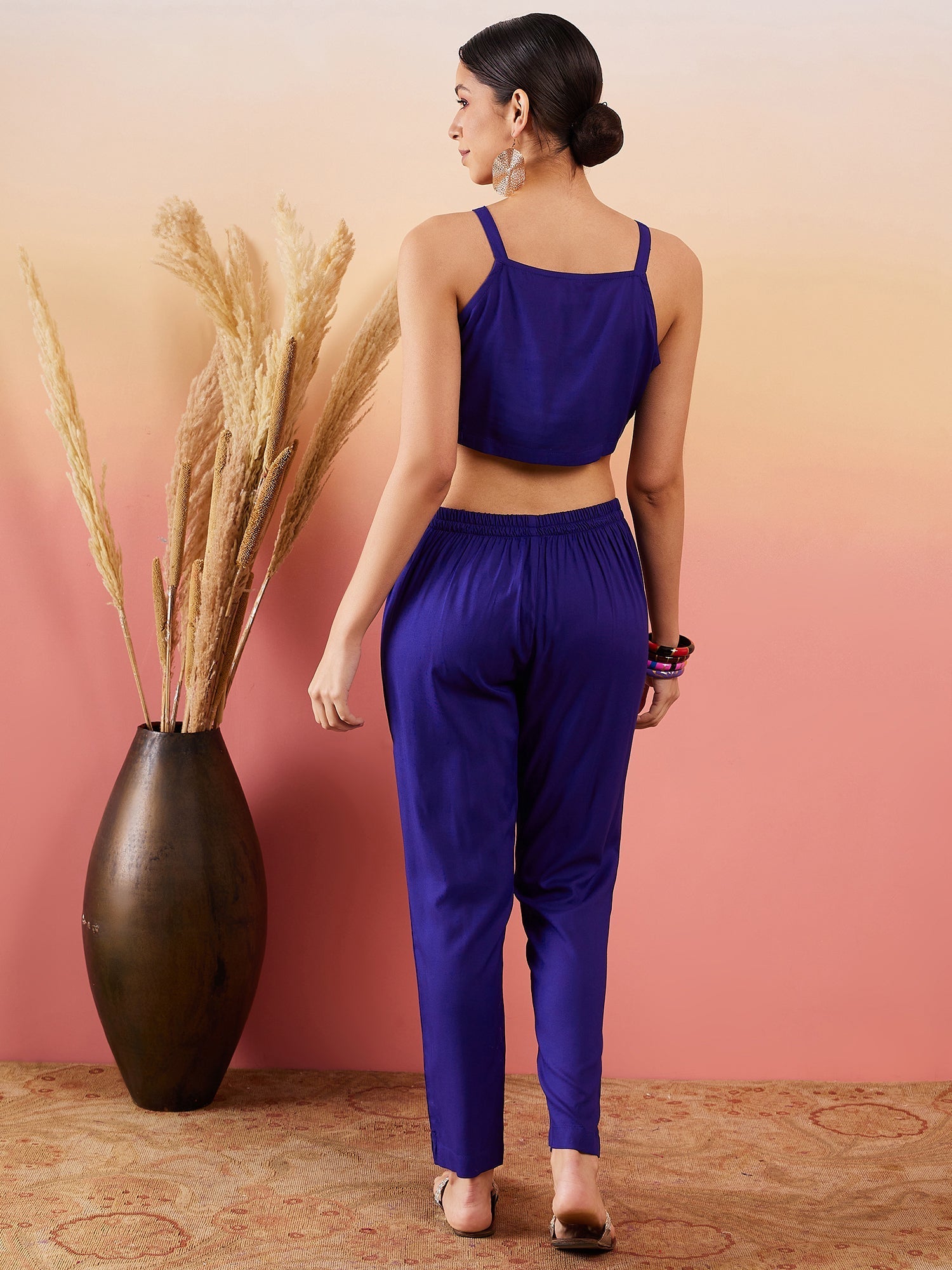 InWeave Blue 3 Piece Co Ord Set With Belt - Swadesiicart