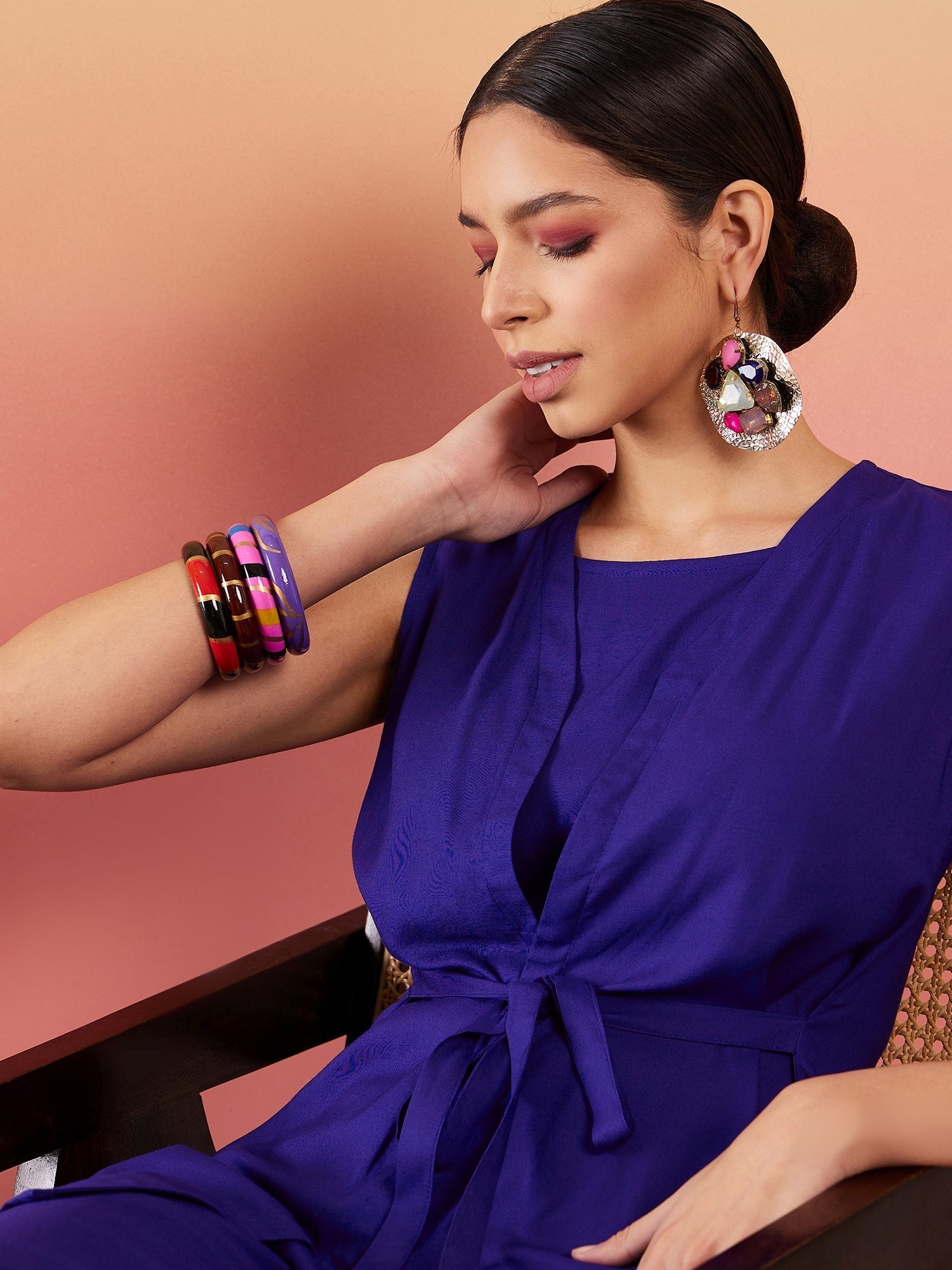 InWeave Blue 3 Piece Co Ord Set With Belt - Swadesiicart