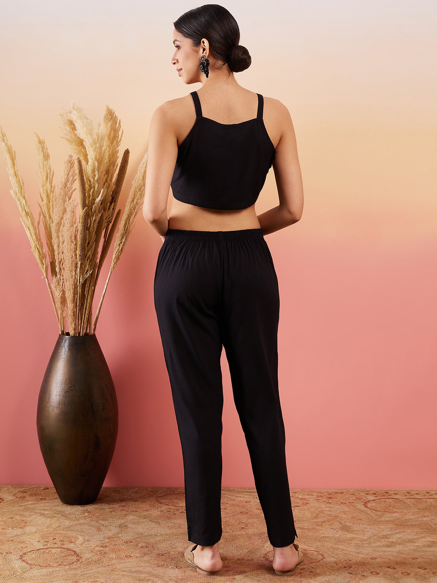InWeave Black 3 Piece Co Ord Set With Belt - Swadesiicart