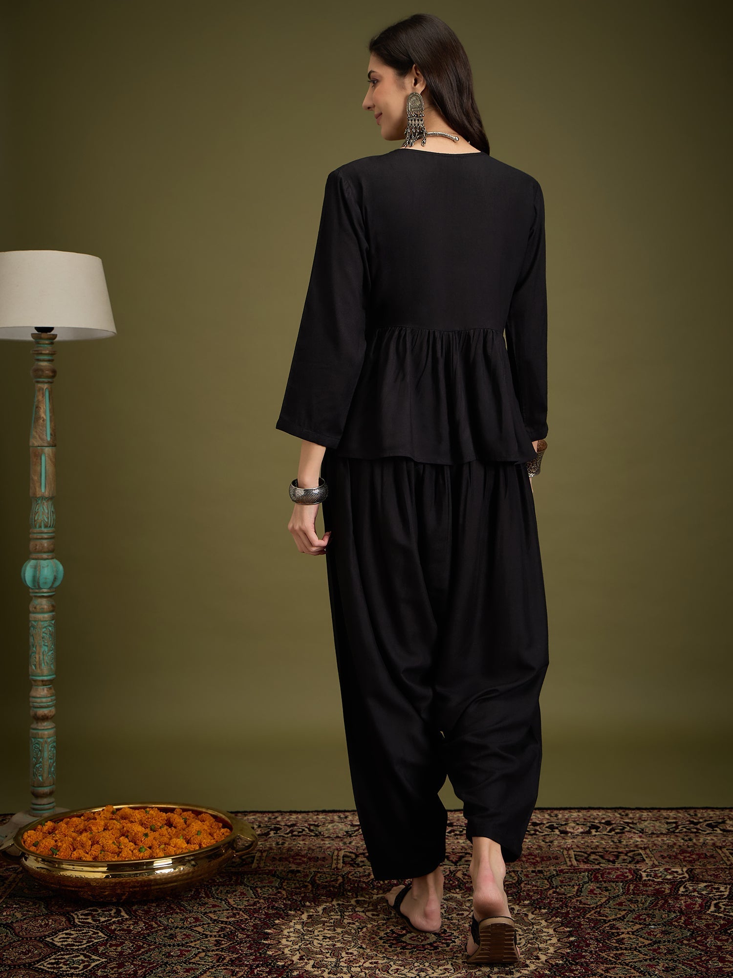 InWeave Black Angrakha Dhoti Co Ord Set - Swadesiicart