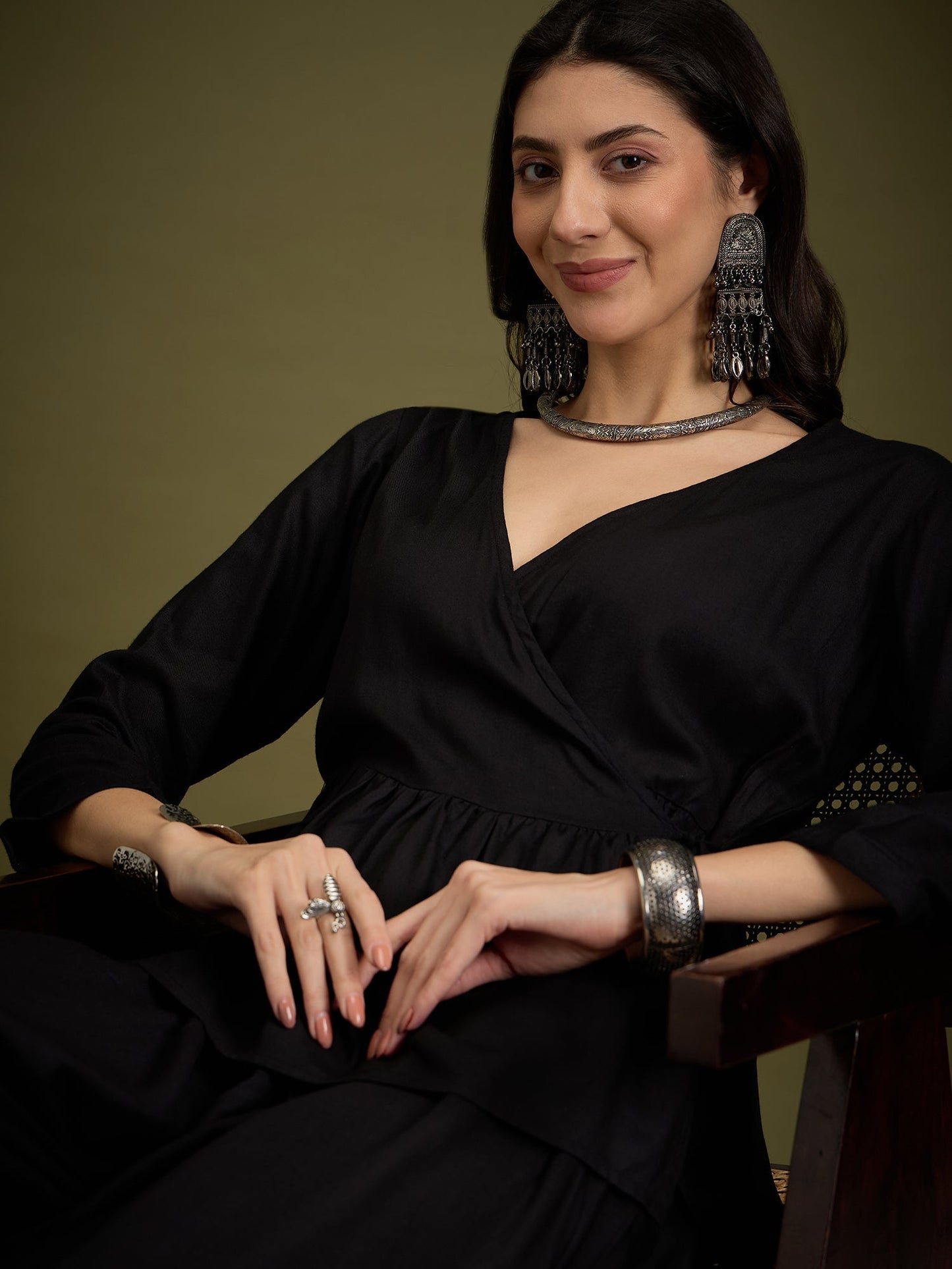 InWeave Black Angrakha Dhoti Co Ord Set - Swadesiicart