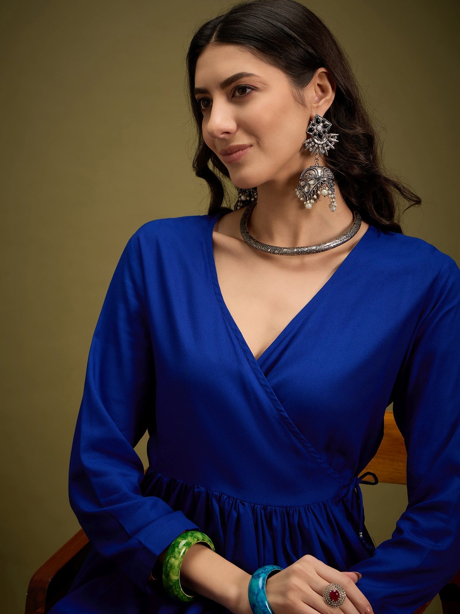 InWeave Ink Blue Angrakha Dhoti Co Ord Set - Swadesiicart