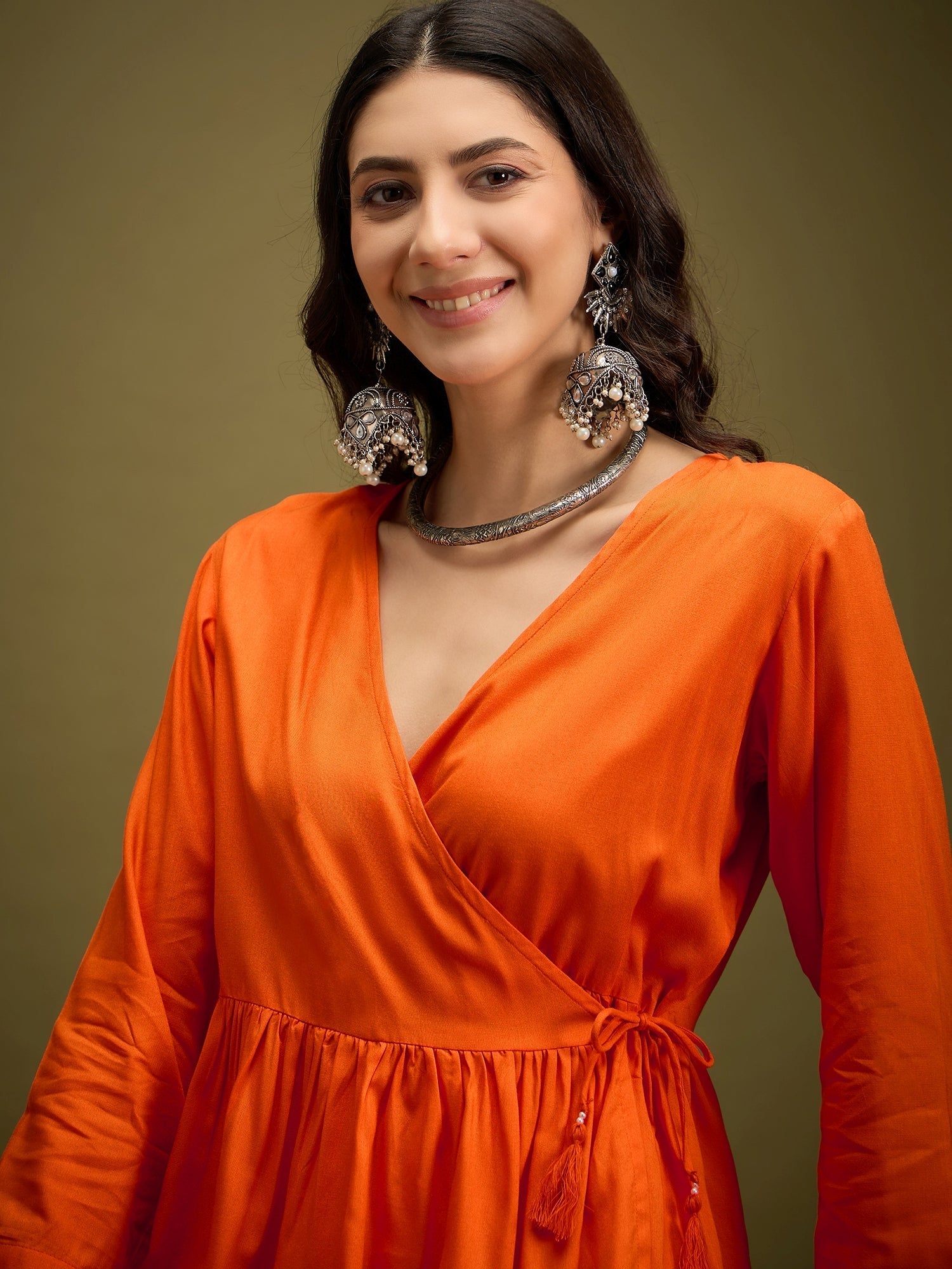 InWeave Orange Angrakha Dhoti Co Ord Set - Swadesiicart