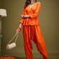 InWeave Orange Angrakha Dhoti Co Ord Set - Swadesiicart