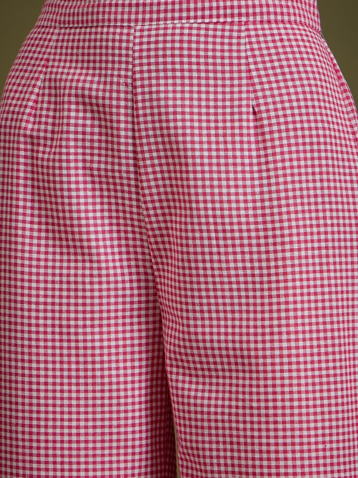 InWeave Pink Small Check Strappy Co Ord Set - Swadesiicart