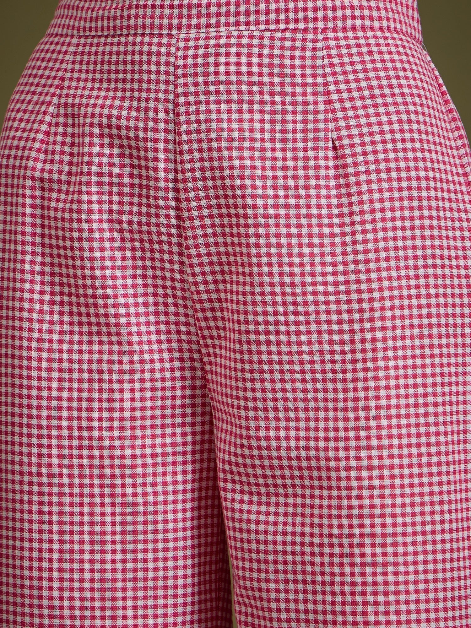 InWeave Pink Small Check Strappy Co Ord Set - Swadesiicart